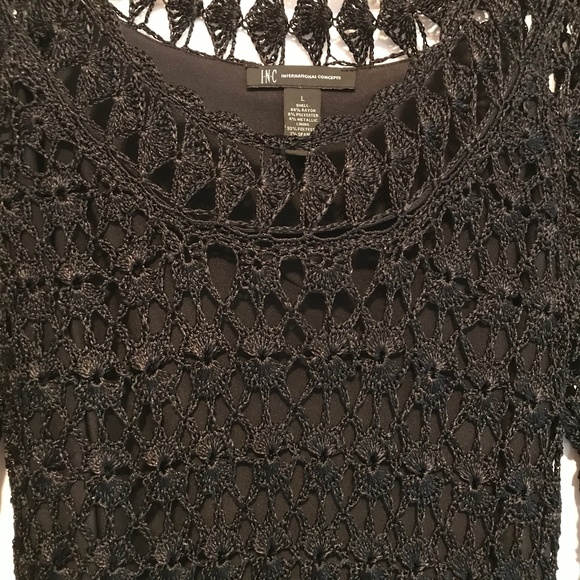 INC black crochet dress with metallic threading, L - Picture 2 of 6